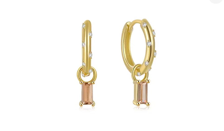 petite drop pendant huggie earrings 15mm