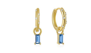 petite gold drop pendant huggie earrings 15mm