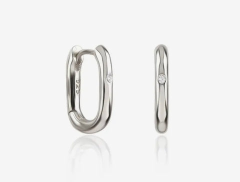 petite sterling silver huggie hoop earrings 22mm (W) x 25mm (L)