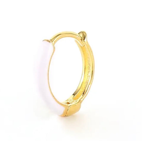 petite gold & white enamel huggie hoop earrings 15mm